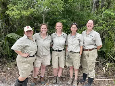 5 animal technicians posing together at the Baton Rouge Zoo